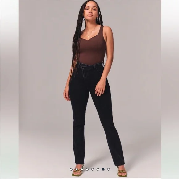 Abercrombie & Fitch The 90s Slim Straight Ultra High Rise Black Jeans size 10/30 - Picture 2 of 14